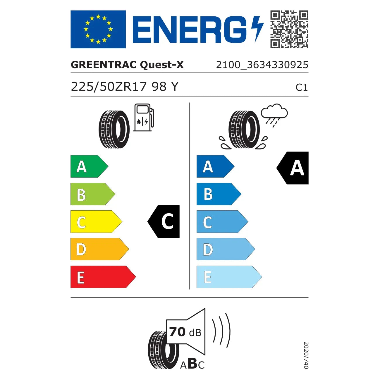 Anvelopa de vara, Greentrac, Quest-X, 225/50/R17, 98 XL, Y, 70db
